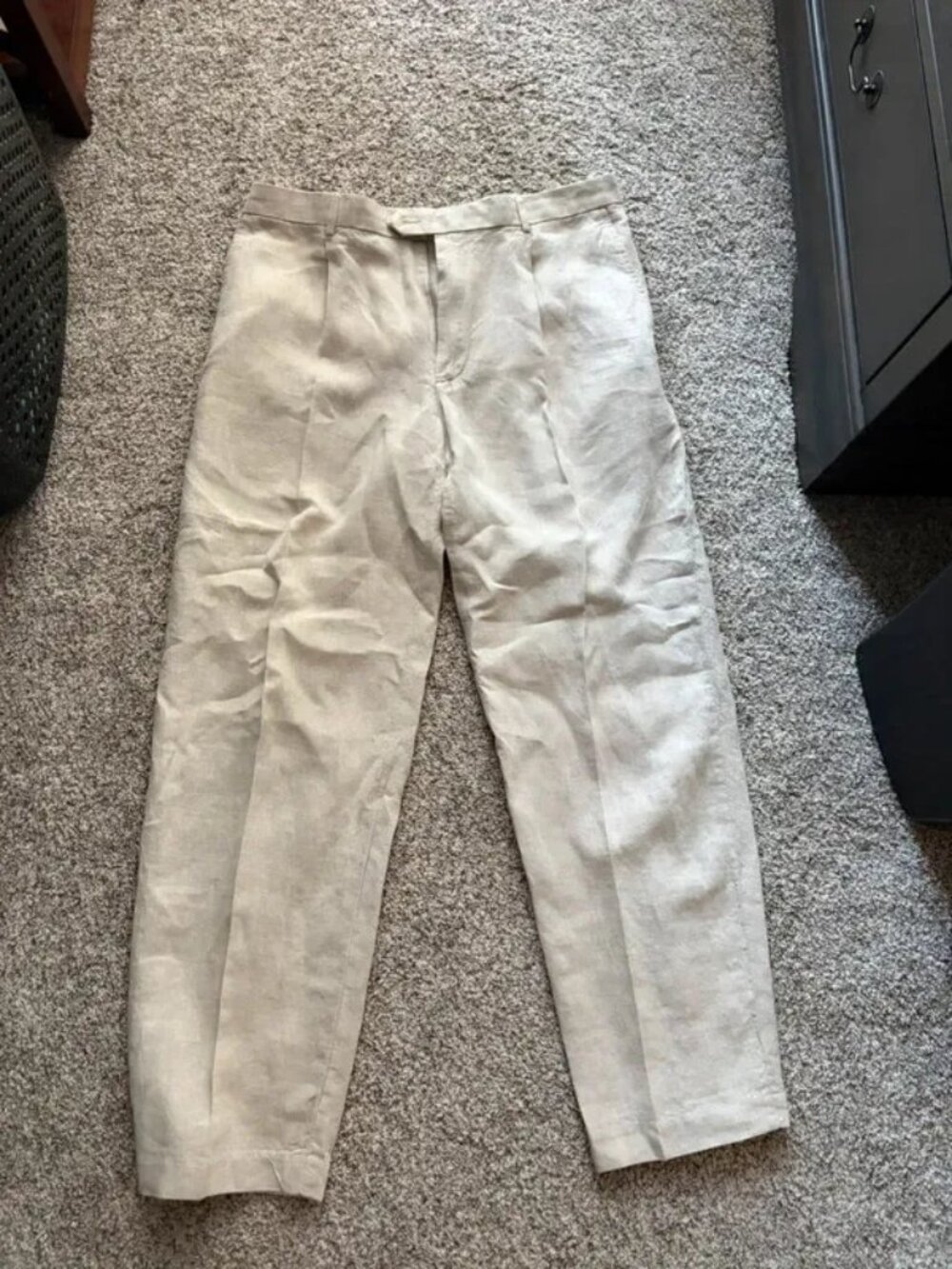 Murano Men’s 38x32 100% Linen Dress Pants Beige Cream